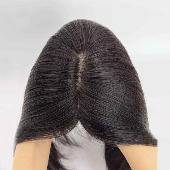 100% Remy-Echthaar-Topper, Volle Seidenbasis, Glattes Haar Für Dünner Werdendes Haar, Haarausfall